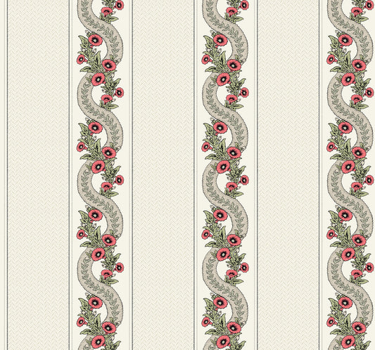 Ronald Redding Astoria Abbeys Garland Wallpaper - Red & Green