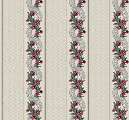 Ronald Redding Astoria Abbeys Garland Wallpaper - Ruby