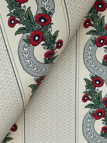 Ronald Redding Astoria Abbeys Garland Wallpaper - Ruby