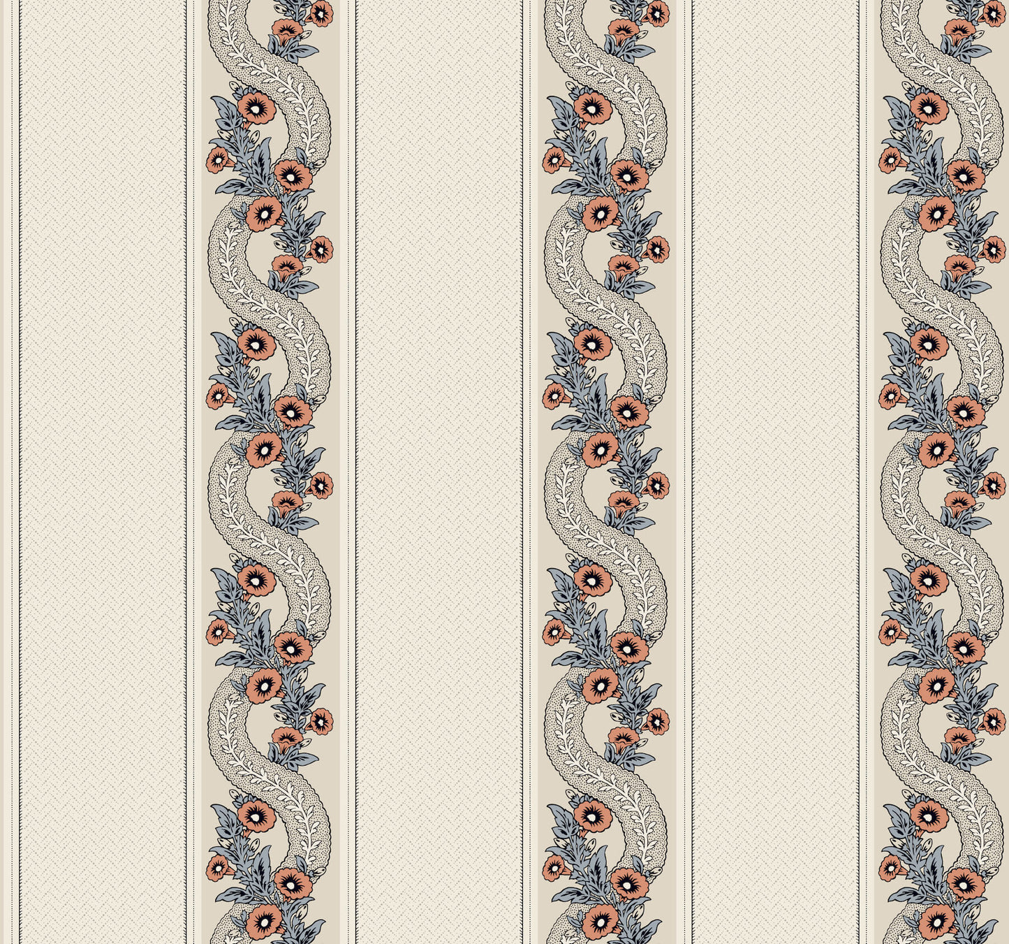 Ronald Redding Astoria Abbeys Garland Wallpaper - Coral