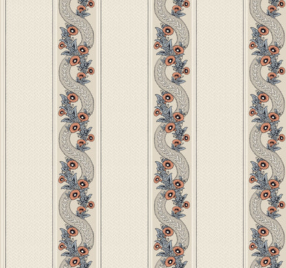 Ronald Redding Astoria Abbeys Garland Wallpaper - Coral