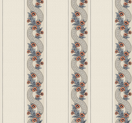 Ronald Redding Astoria Abbeys Garland Wallpaper - Coral