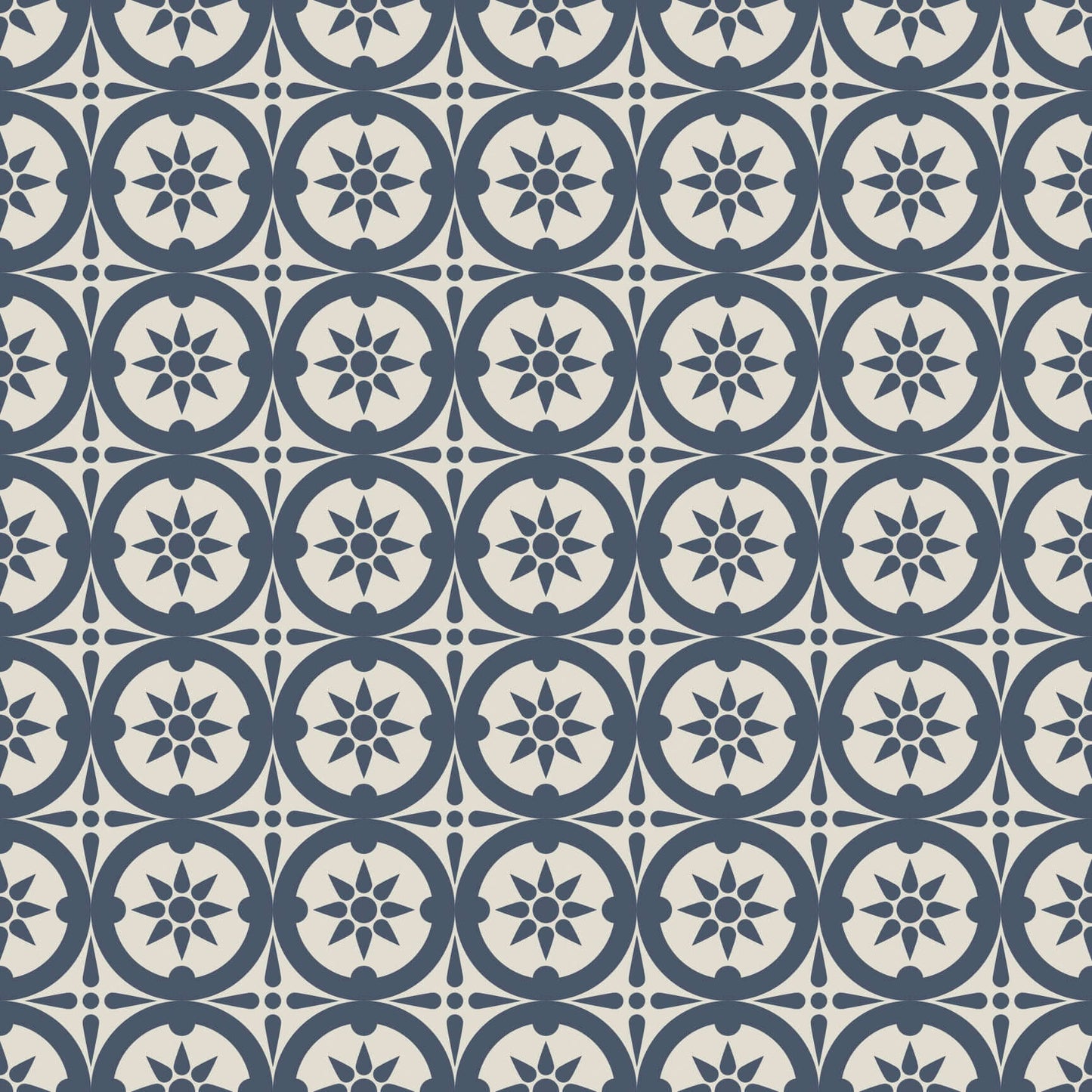 Mitchell Black Medallion Wallpaper - Oxford Blue