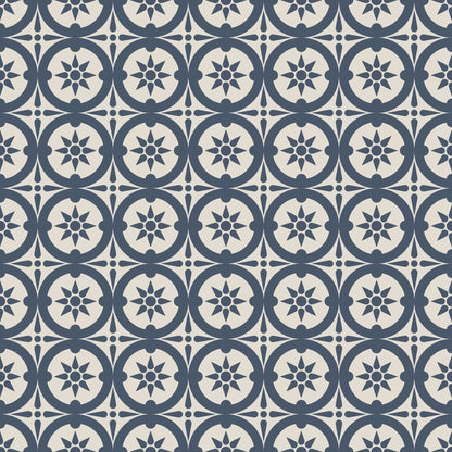 Mitchell Black Medallion Wallpaper - Oxford Blue
