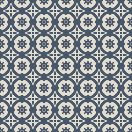 Mitchell Black Medallion Wallpaper - Oxford Blue