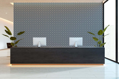 Mitchell Black Medallion Wallpaper - Oxford Blue