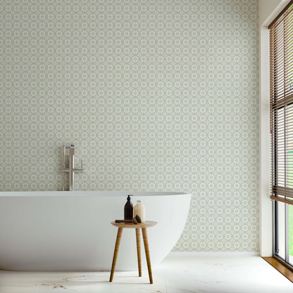Mitchell Black Medallion Wallpaper - Pale Mineral Blue