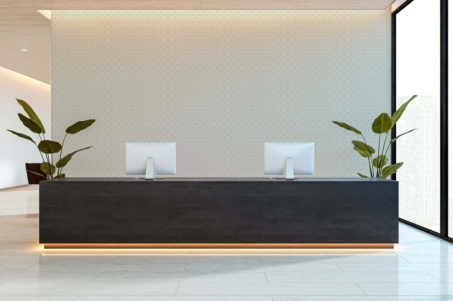 Mitchell Black Medallion Wallpaper - Shell Tint