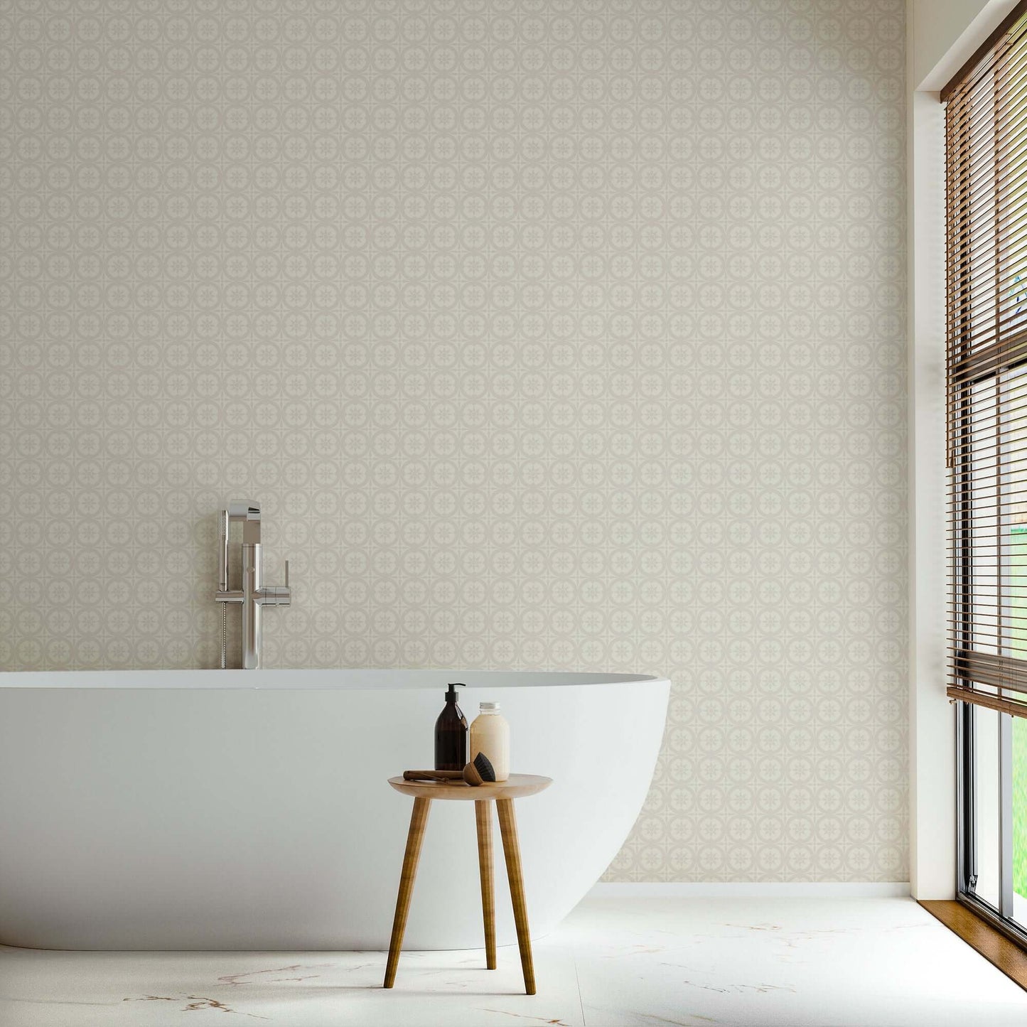 Mitchell Black Medallion Wallpaper - Shell Tint