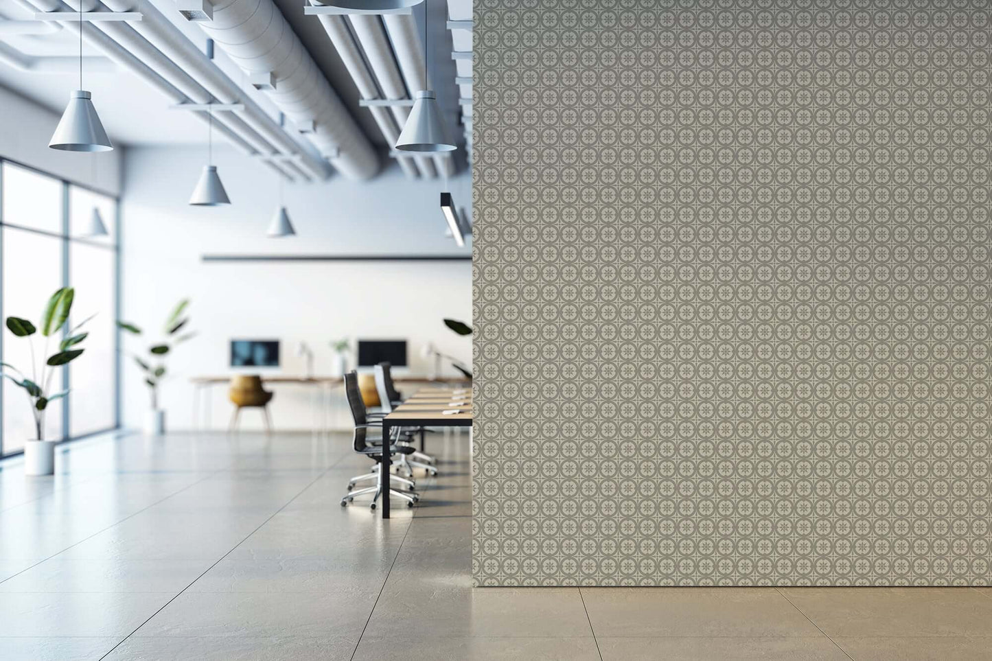 Mitchell Black Medallion Wallpaper - Walnut