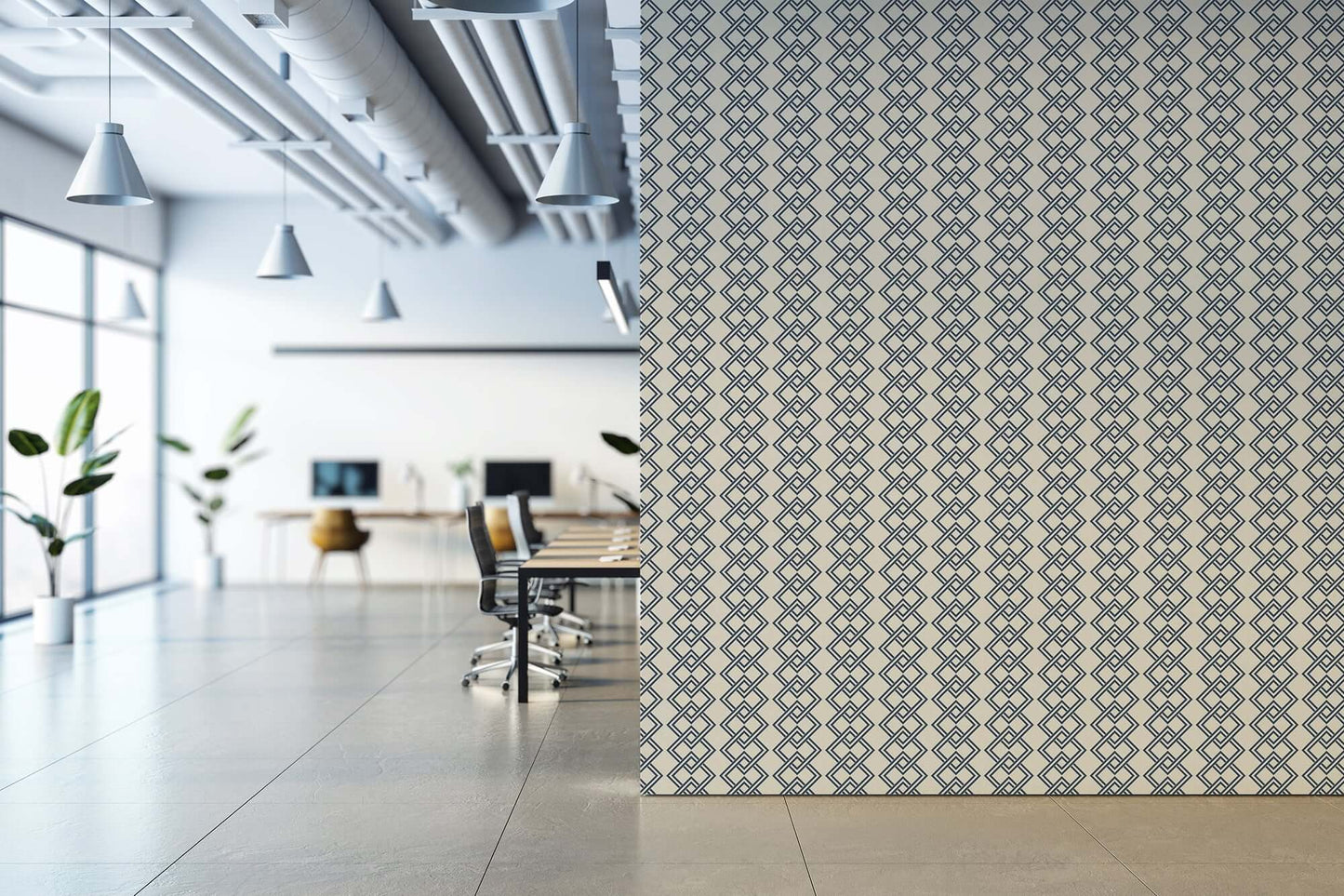 Mitchell Black Mod Block Wallpaper - Oxford Blue