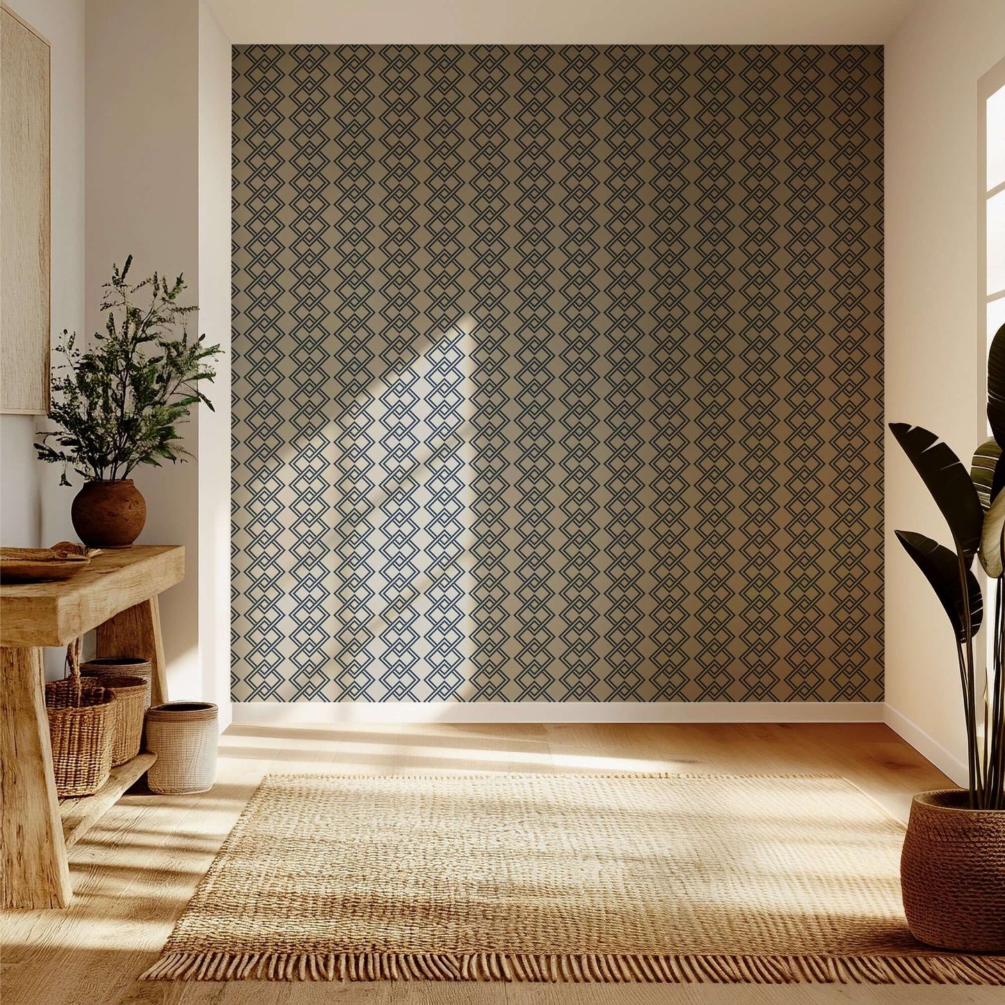 Mitchell Black Mod Block Wallpaper - Oxford Blue