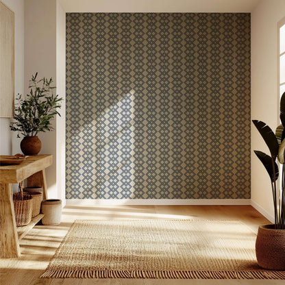 Mitchell Black Mod Block Wallpaper - Oxford Blue