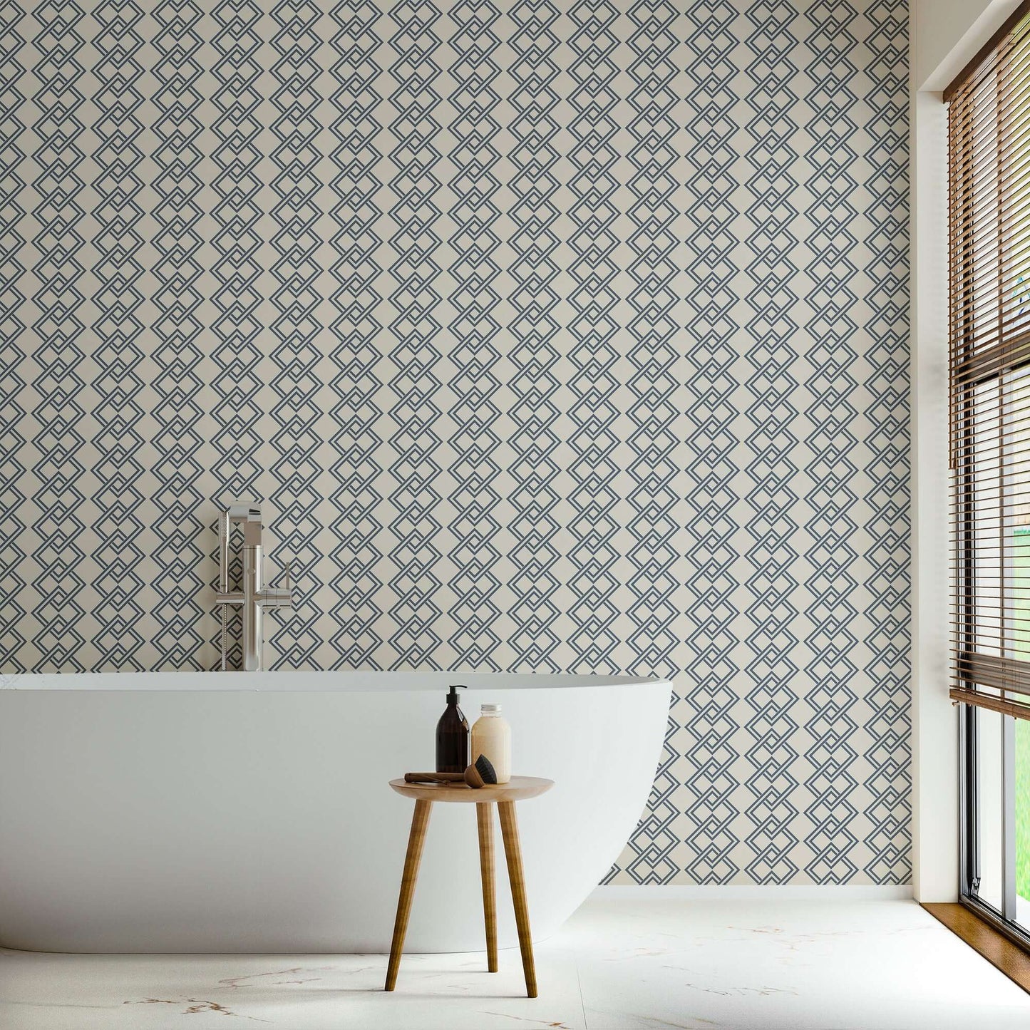 Mitchell Black Mod Block Wallpaper - Oxford Blue