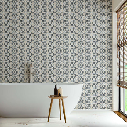 Mitchell Black Mod Block Wallpaper - Oxford Blue