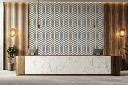 Mitchell Black Mod Block Wallpaper - Oxford Blue