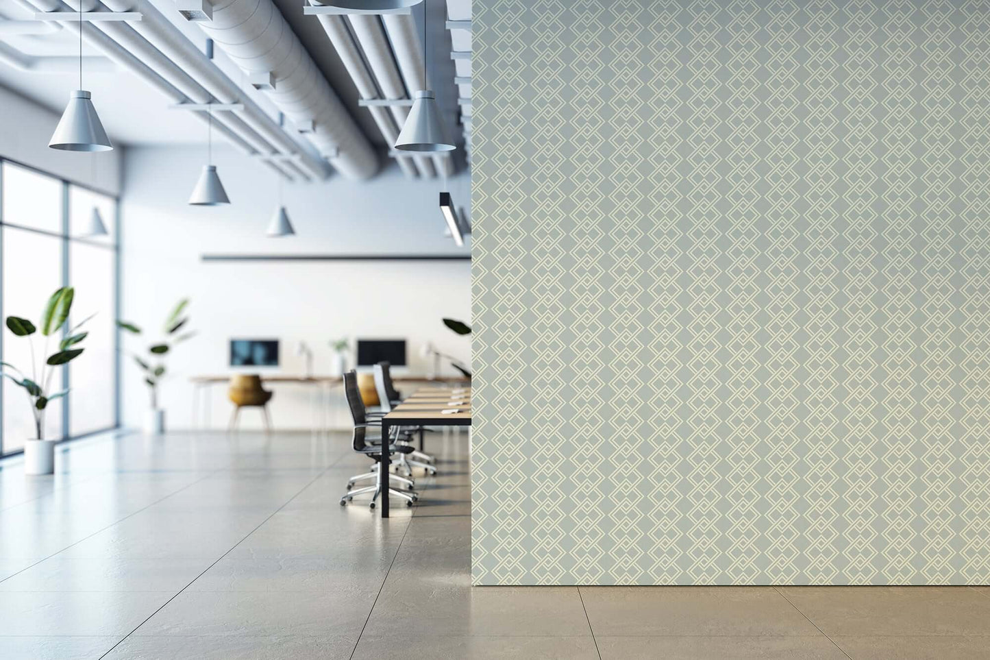 Mitchell Black Mod Block Wallpaper - Pale Mineral Blue