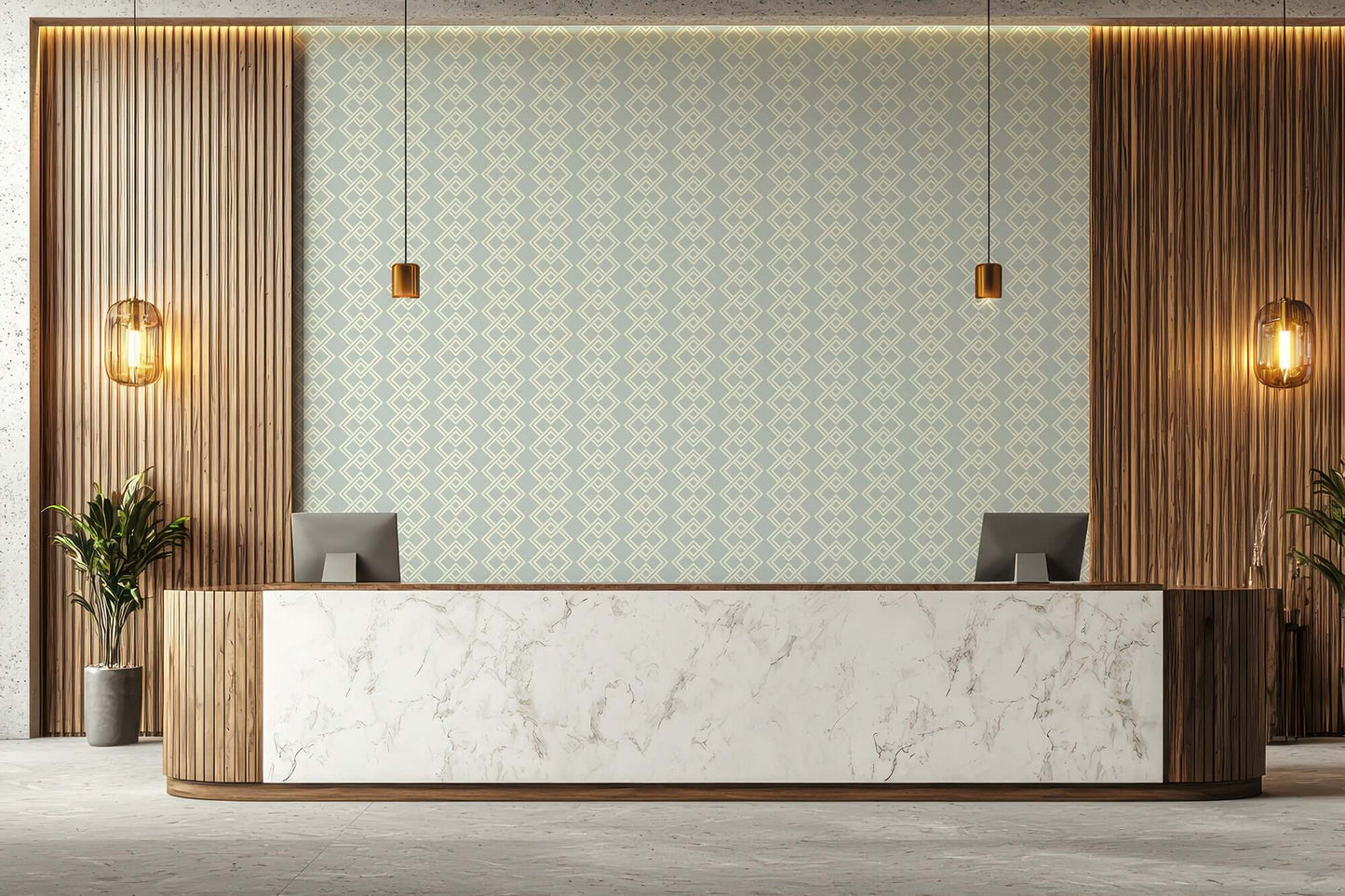Mitchell Black Mod Block Wallpaper - Pale Mineral Blue