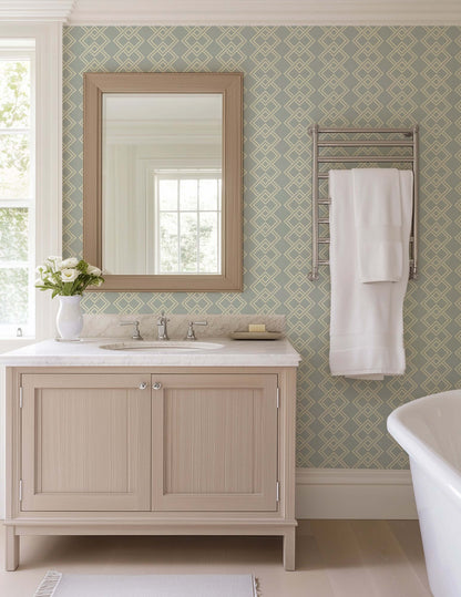 Mitchell Black Mod Block Wallpaper - Pale Mineral Blue