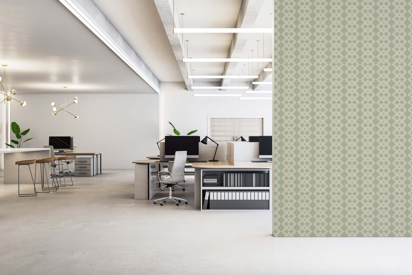 Mitchell Black Mod Block Wallpaper - Parchment Sage