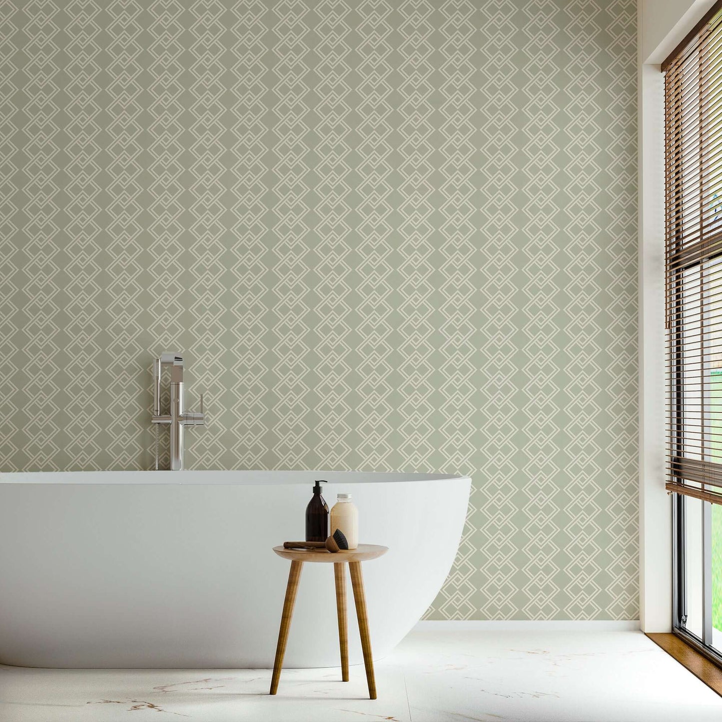 Mitchell Black Mod Block Wallpaper - Parchment Sage