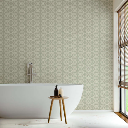 Mitchell Black Mod Block Wallpaper - Parchment Sage