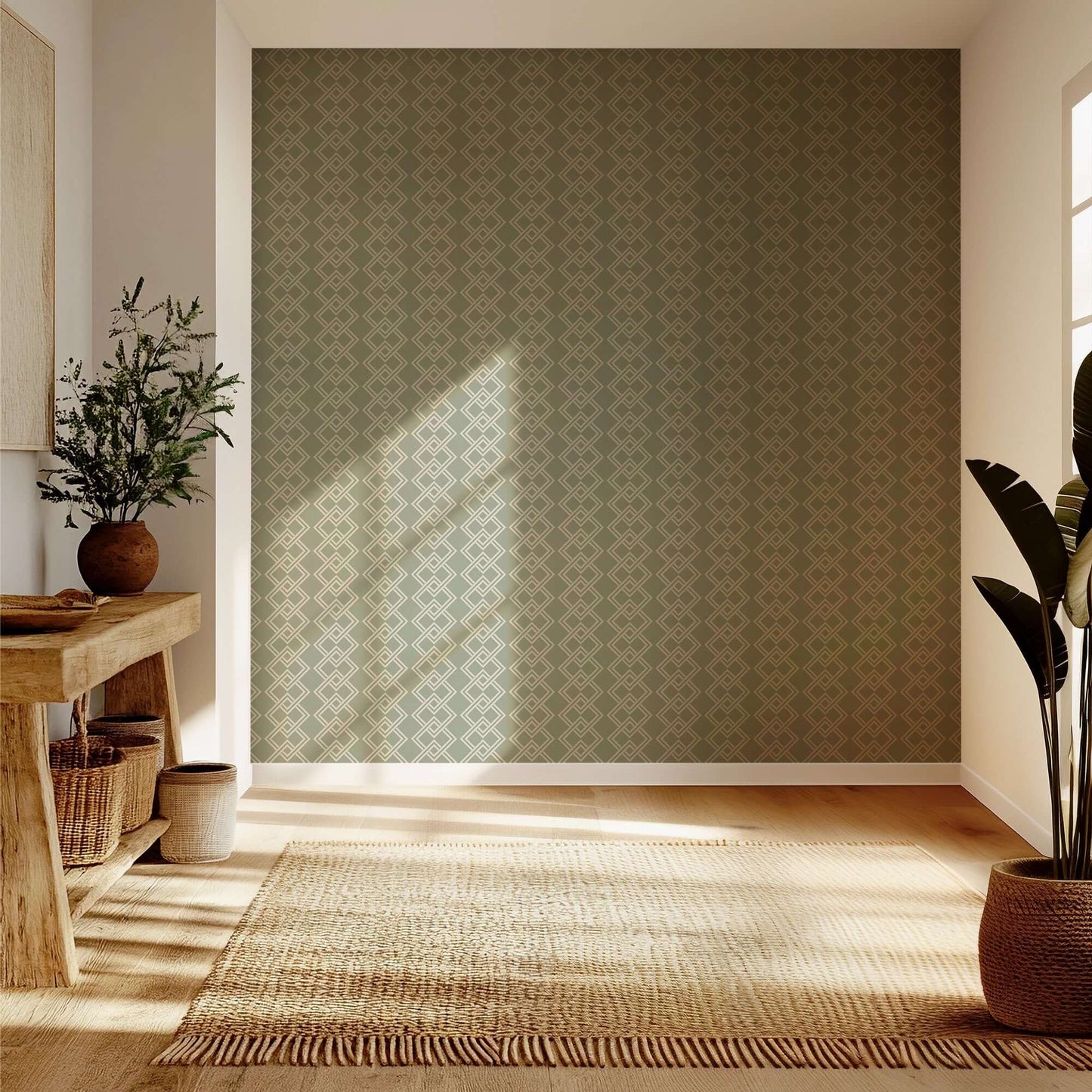 Mitchell Black Mod Block Wallpaper - Parchment Sage