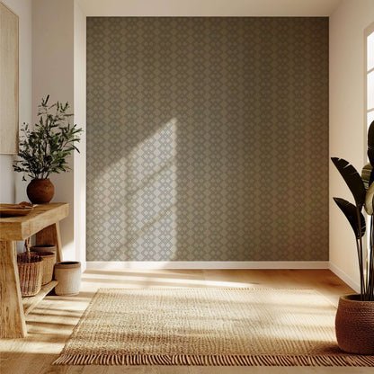 Mitchell Black Mod Block Wallpaper - Walnut