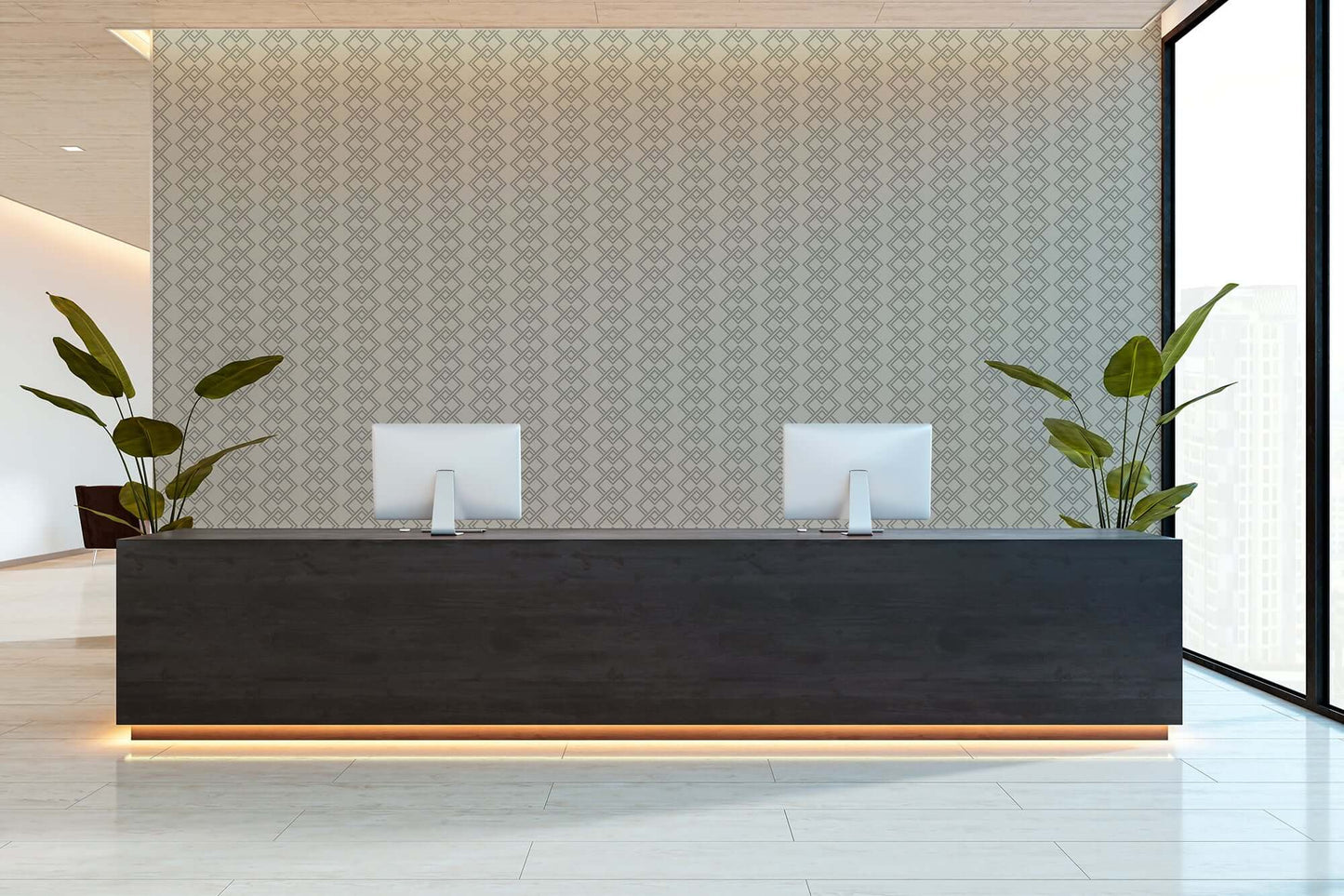 Mitchell Black Mod Block Wallpaper - Walnut