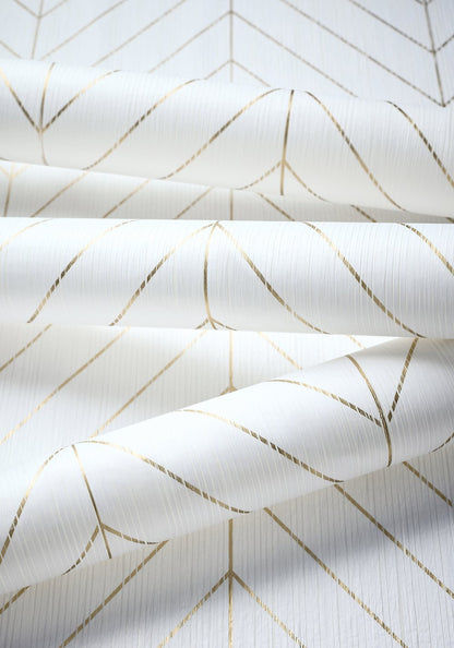 Thibaut Modern Resource Land Bridge Wallpaper - White & Gold
