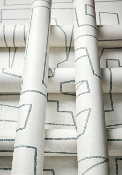 Thibaut Modern Resource Matrix Wallpaper - Black on Beige