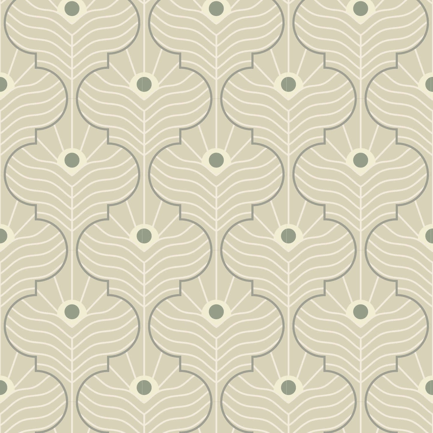 Mitchell Black Moroccan Peacock Wallpaper Sample - Bone