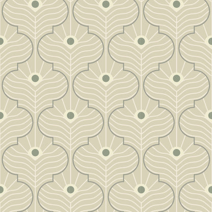 Mitchell Black Moroccan Peacock Wallpaper - Bone