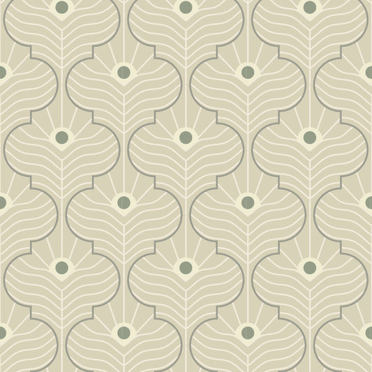 Mitchell Black Moroccan Peacock Wallpaper - Bone