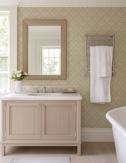 Mitchell Black Moroccan Peacock Wallpaper - Bone