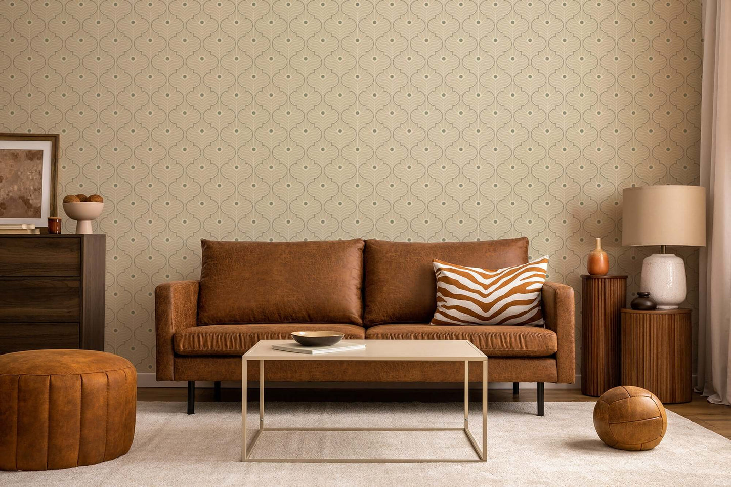 Mitchell Black Moroccan Peacock Wallpaper - Bone