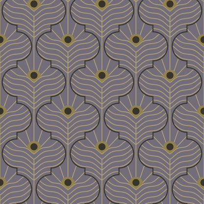 Mitchell Black Moroccan Peacock Wallpaper - Dusk Lavender