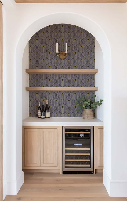 Mitchell Black Moroccan Peacock Wallpaper - Dusk Lavender