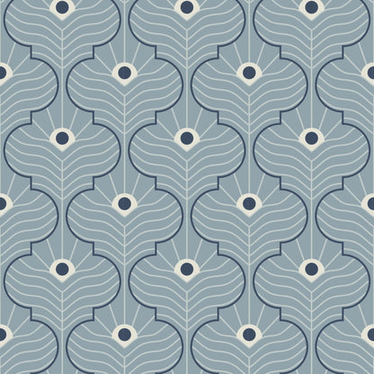 Mitchell Black Moroccan Peacock Wallpaper - Lacquered Blues