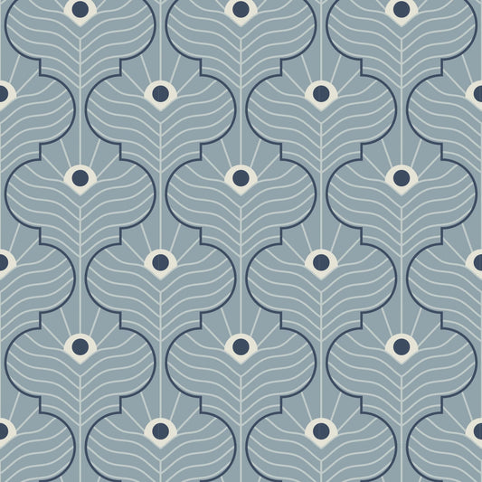 Mitchell Black Moroccan Peacock Wallpaper - Lacquered Blues