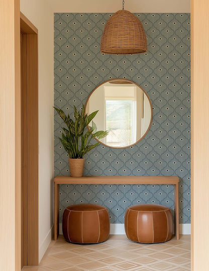 Mitchell Black Moroccan Peacock Wallpaper - Lacquered Blues