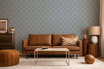 Mitchell Black Moroccan Peacock Wallpaper - Lacquered Blues
