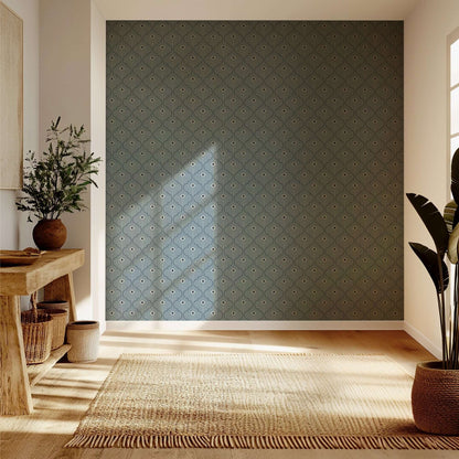 Mitchell Black Moroccan Peacock Wallpaper - Lacquered Blues