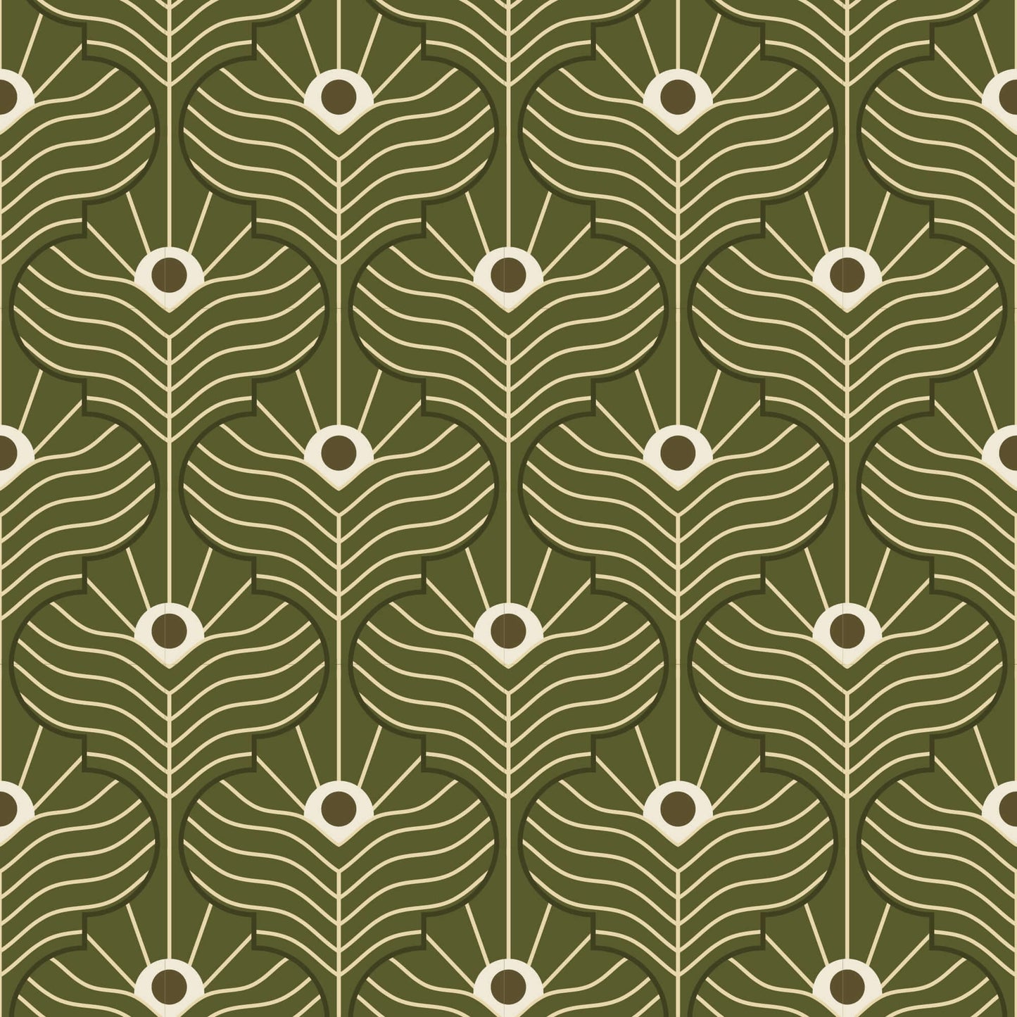Mitchell Black Moroccan Peacock Wallpaper Sample - Olive