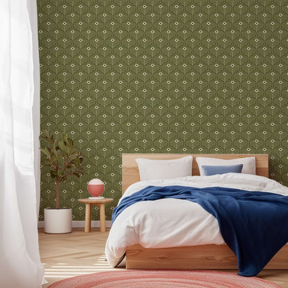 Mitchell Black Moroccan Peacock Wallpaper - Olive
