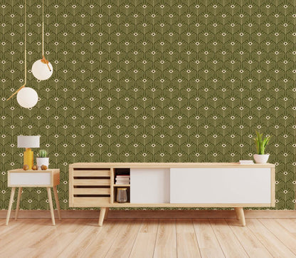 Mitchell Black Moroccan Peacock Wallpaper - Olive