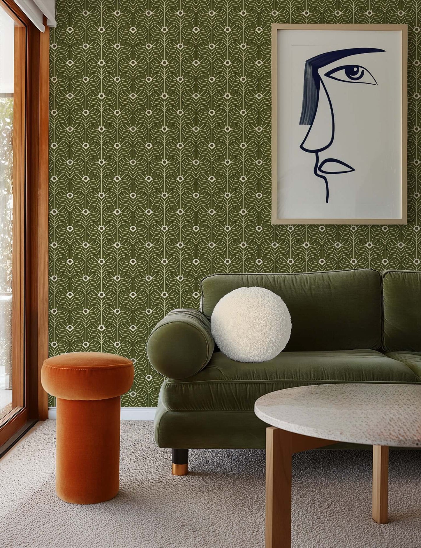 Mitchell Black Moroccan Peacock Wallpaper - Olive