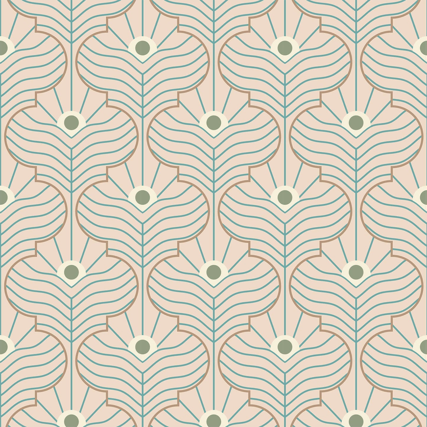 Mitchell Black Moroccan Peacock Wallpaper Sample - Pink Sands