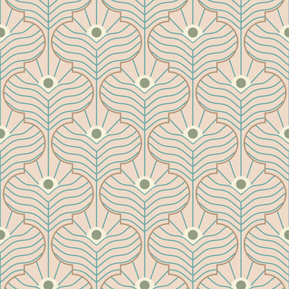 Mitchell Black Moroccan Peacock Wallpaper - Pink Sands