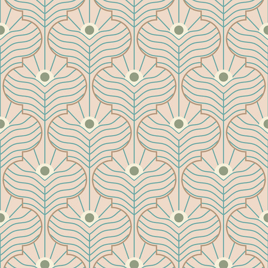 Mitchell Black Moroccan Peacock Wallpaper - Pink Sands